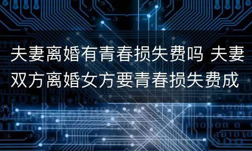 夫妻离婚有青春损失费吗 夫妻双方离婚女方要青春损失费成立吗
