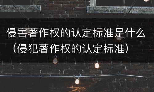 侵害著作权的认定标准是什么（侵犯著作权的认定标准）
