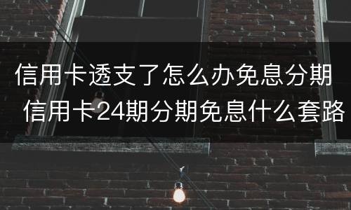 信用卡透支了怎么办免息分期 信用卡24期分期免息什么套路