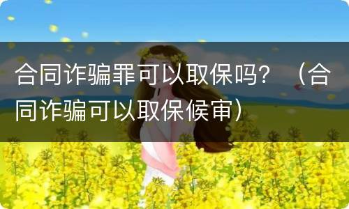合同诈骗罪可以取保吗？（合同诈骗可以取保候审）