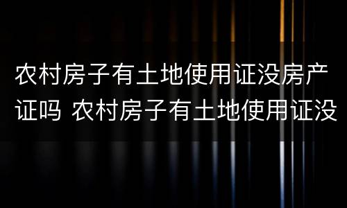 农村房子有土地使用证没房产证吗 农村房子有土地使用证没房产证吗