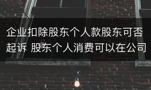 企业扣除股东个人款股东可否起诉 股东个人消费可以在公司税前扣除吗