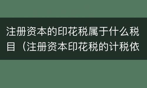注册资本的印花税属于什么税目（注册资本印花税的计税依据是什么）