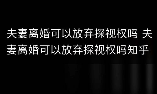 夫妻离婚可以放弃探视权吗 夫妻离婚可以放弃探视权吗知乎