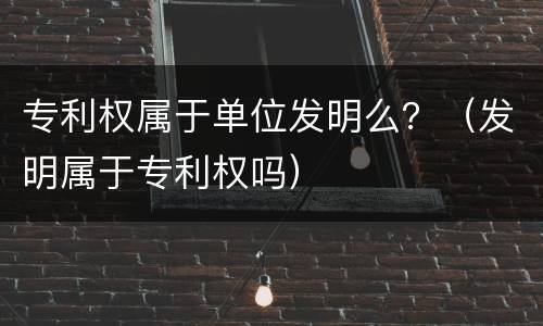 专利权属于单位发明么？（发明属于专利权吗）