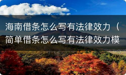 海南借条怎么写有法律效力（简单借条怎么写有法律效力模板）