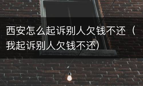 西安怎么起诉别人欠钱不还（我起诉别人欠钱不还）