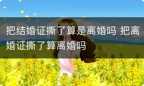 把结婚证撕了算是离婚吗 把离婚证撕了算离婚吗