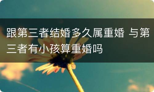 跟第三者结婚多久属重婚 与第三者有小孩算重婚吗