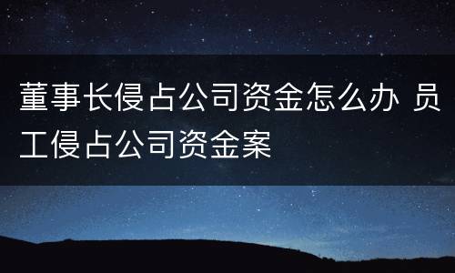 董事长侵占公司资金怎么办 员工侵占公司资金案