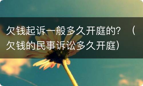 欠钱起诉一般多久开庭的？（欠钱的民事诉讼多久开庭）