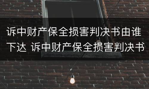 诉中财产保全损害判决书由谁下达 诉中财产保全损害判决书由谁下达