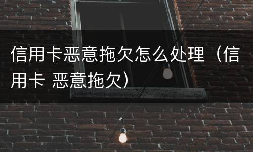 信用卡恶意拖欠怎么处理（信用卡 恶意拖欠）
