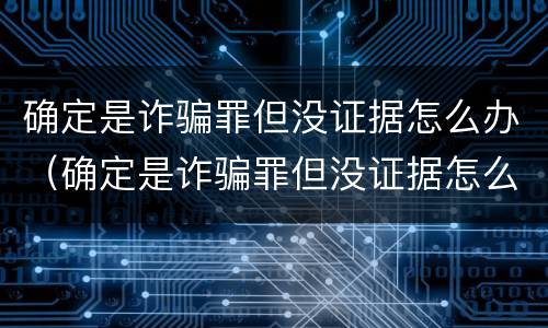 确定是诈骗罪但没证据怎么办（确定是诈骗罪但没证据怎么办呢）