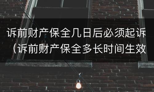 诉前财产保全几日后必须起诉（诉前财产保全多长时间生效）