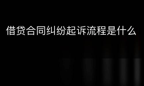 借贷合同纠纷起诉流程是什么