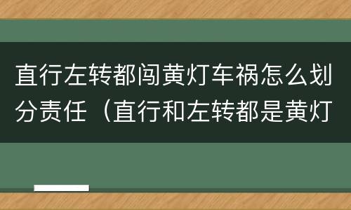 直行左转都闯黄灯车祸怎么划分责任（直行和左转都是黄灯闪烁）