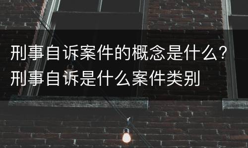 刑事自诉案件的概念是什么? 刑事自诉是什么案件类别