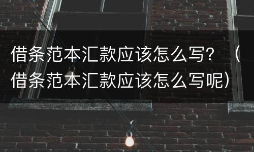 借条范本汇款应该怎么写？（借条范本汇款应该怎么写呢）