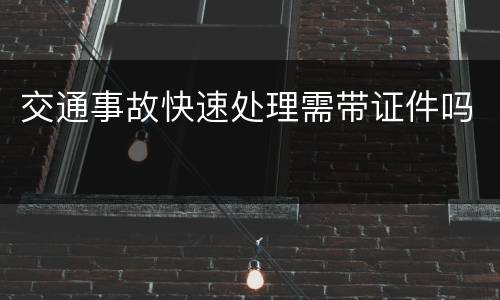 交通事故快速处理需带证件吗