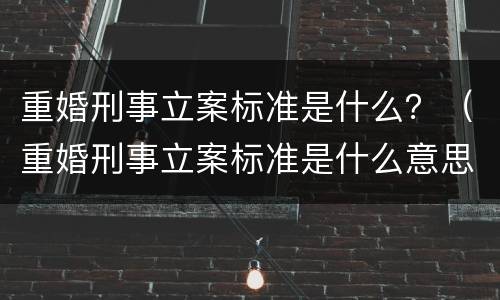 重婚刑事立案标准是什么？（重婚刑事立案标准是什么意思）
