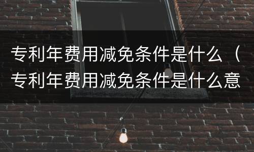 专利年费用减免条件是什么（专利年费用减免条件是什么意思）