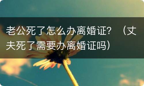 老公死了怎么办离婚证？（丈夫死了需要办离婚证吗）