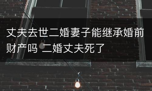 丈夫去世二婚妻子能继承婚前财产吗 二婚丈夫死了