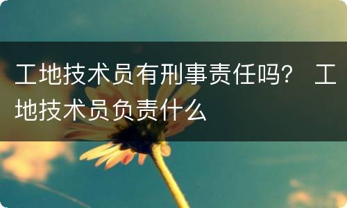 工地技术员有刑事责任吗？ 工地技术员负责什么