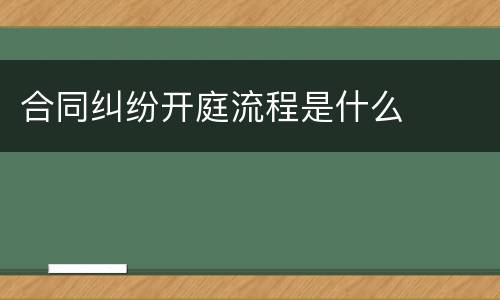 合同纠纷开庭流程是什么