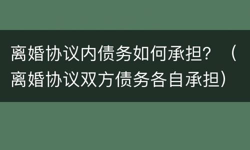 离婚协议内债务如何承担？（离婚协议双方债务各自承担）