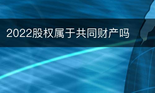 2022股权属于共同财产吗