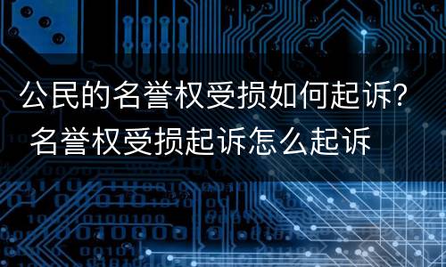 公民的名誉权受损如何起诉？ 名誉权受损起诉怎么起诉