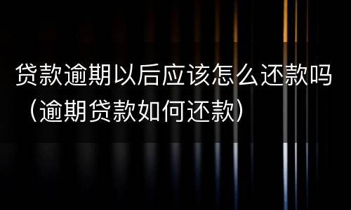 贷款逾期以后应该怎么还款吗（逾期贷款如何还款）