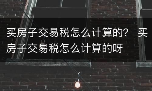 买房子交易税怎么计算的？ 买房子交易税怎么计算的呀