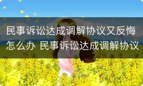 民事诉讼达成调解协议又反悔怎么办 民事诉讼达成调解协议又反悔怎么办理