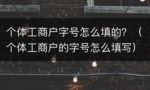 个体工商户字号怎么填的？（个体工商户的字号怎么填写）