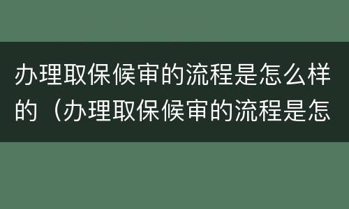 办理取保候审的流程是怎么样的（办理取保候审的流程是怎么样的呀）