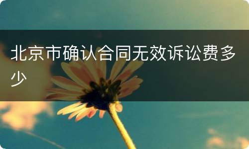 北京市确认合同无效诉讼费多少