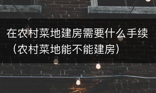在农村菜地建房需要什么手续（农村菜地能不能建房）