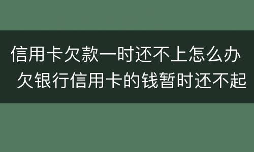 信用卡欠款一时还不上怎么办 欠银行信用卡的钱暂时还不起怎么办