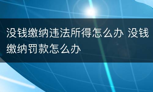 没钱缴纳违法所得怎么办 没钱缴纳罚款怎么办