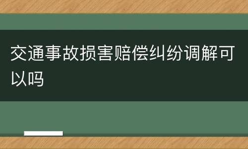 交通事故损害赔偿纠纷调解可以吗
