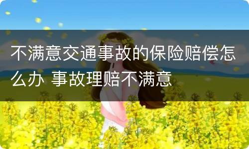 不满意交通事故的保险赔偿怎么办 事故理赔不满意