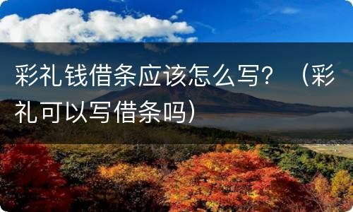彩礼钱借条应该怎么写？（彩礼可以写借条吗）