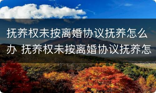 抚养权未按离婚协议抚养怎么办 抚养权未按离婚协议抚养怎么办手续