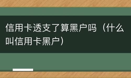 信用卡透支了算黑户吗（什么叫信用卡黑户）