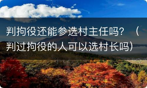 判拘役还能参选村主任吗？（判过拘役的人可以选村长吗）