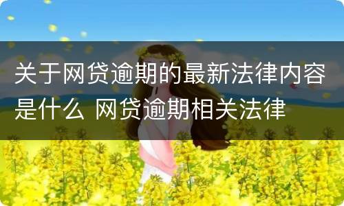 关于网贷逾期的最新法律内容是什么 网贷逾期相关法律