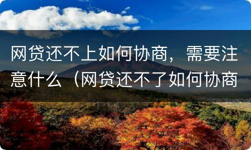 网贷还不上如何协商，需要注意什么（网贷还不了如何协商）